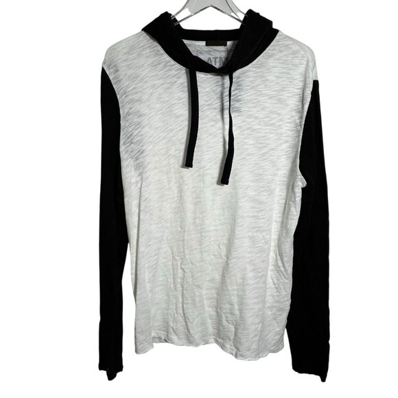 ATM Anthony Thomas Melillo Men's Small Raglan LS Hooded T‑Shirt White/Black NWT - Picture 1 of 9
